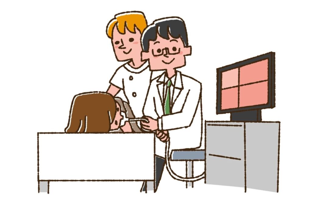 胃カメラ検査をしているイラスト