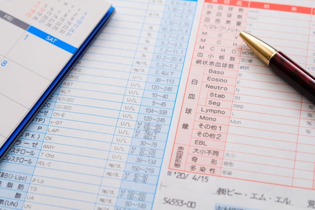 人間ドックの検査結果の用紙